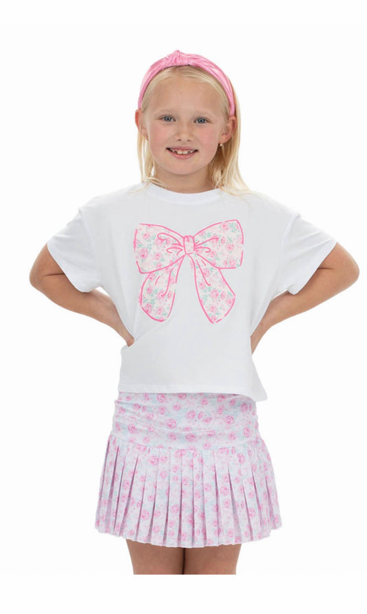 Big Bow in Rosie Print on white Boxy