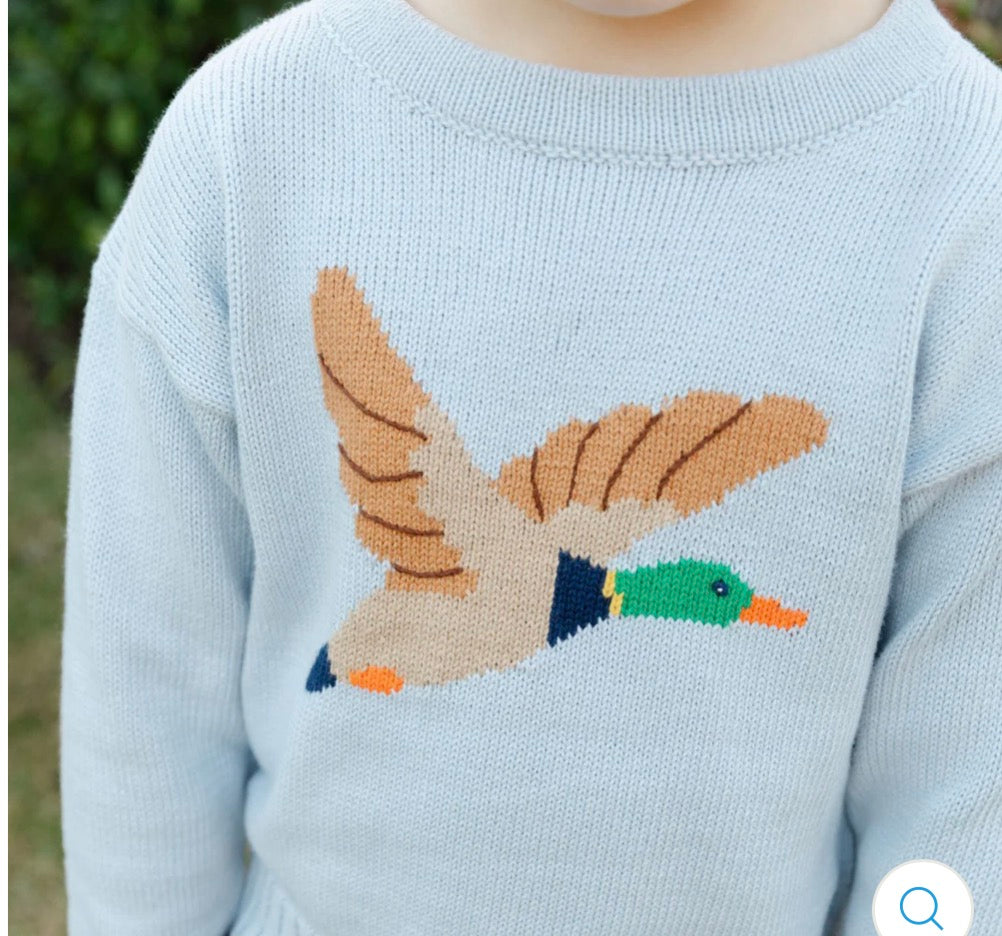 Crew Neck Sweater - Duck on Grey