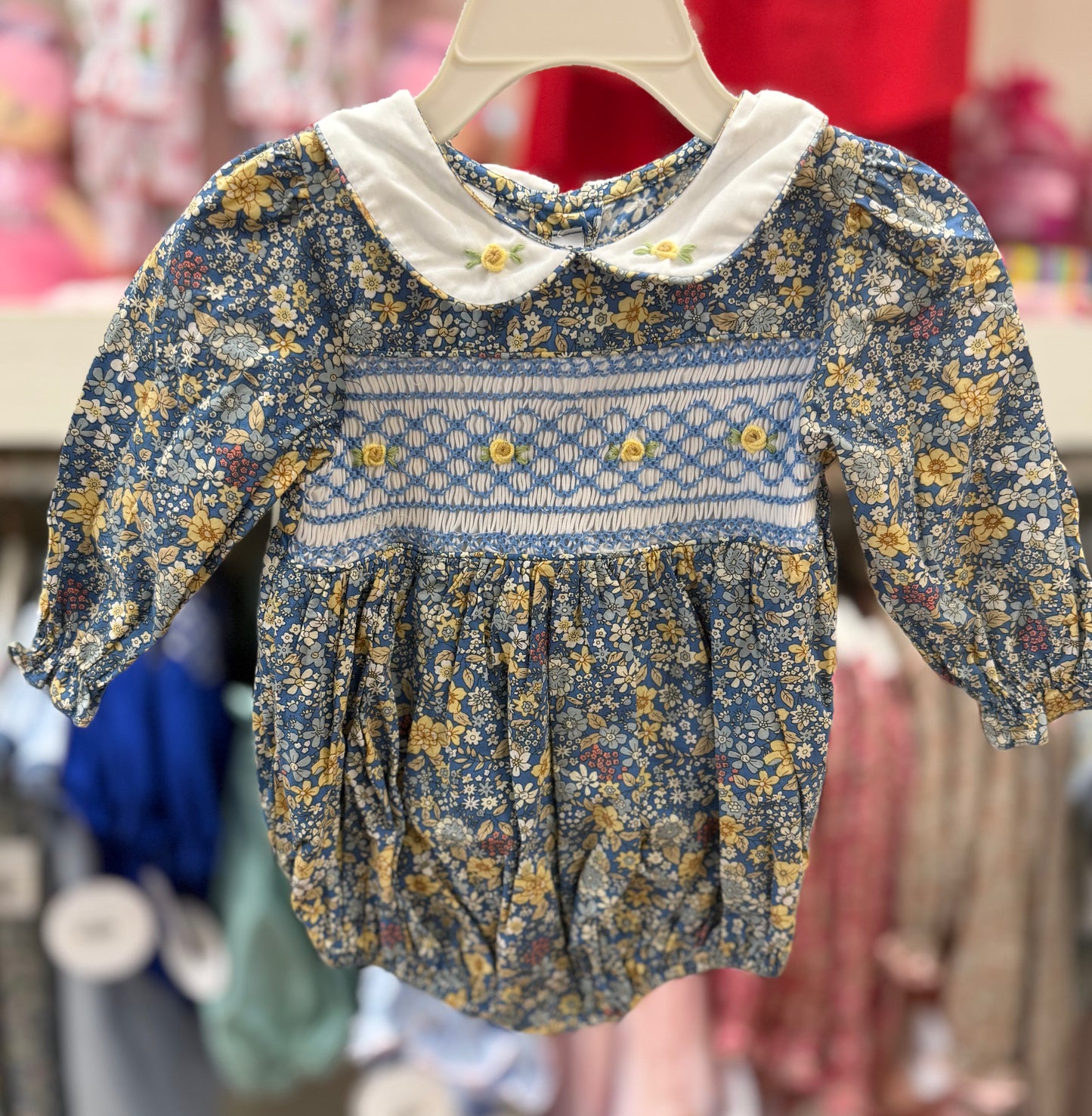 Floral smocked l/s bubble