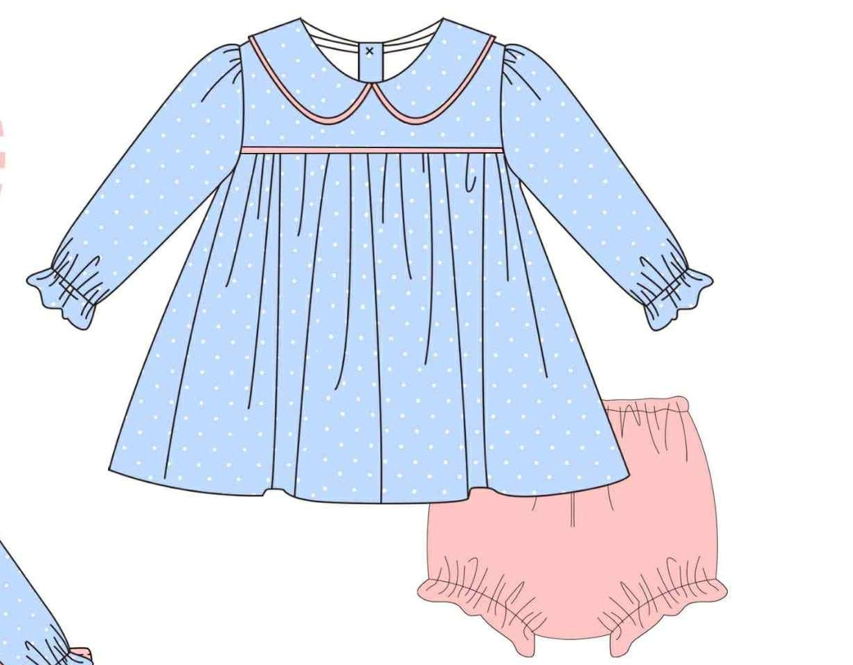 Blue dotted diaper set