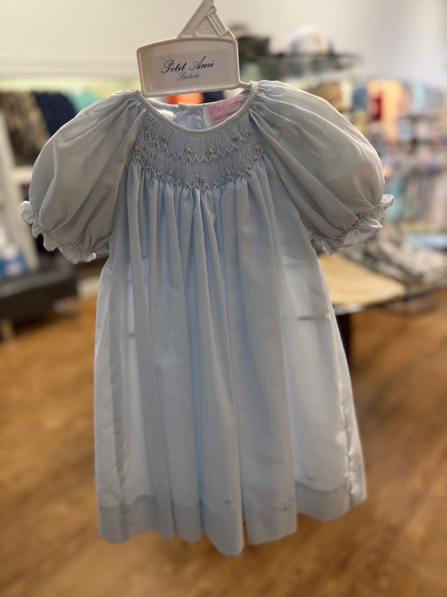 Colorful blue smocked dress