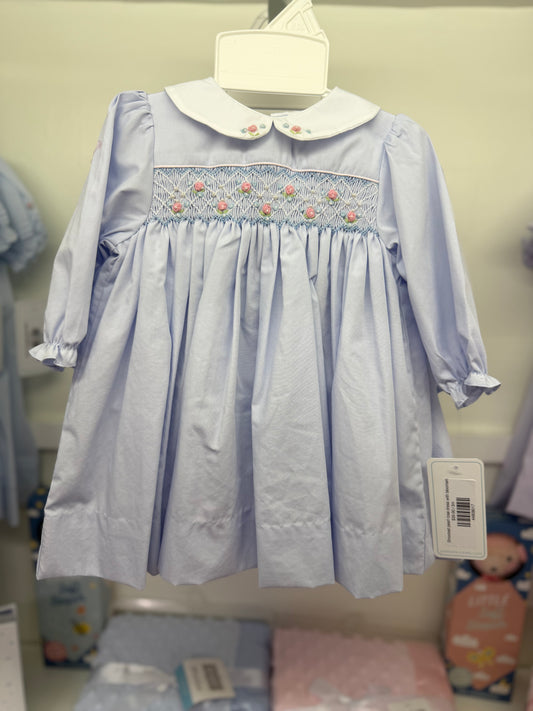 Smocked pearl rose dress with bloomers