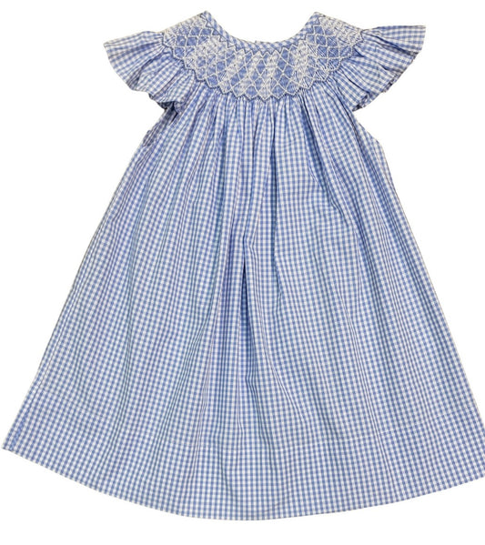 Paris pearl blue smocked dress