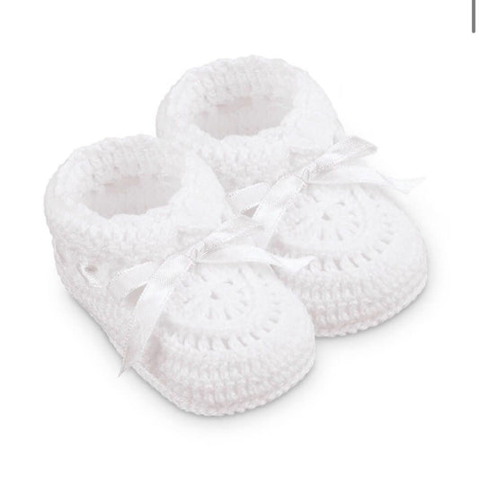 Hand crochet ribbon bootie