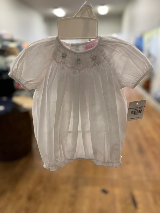 White smocked bubble w/hat