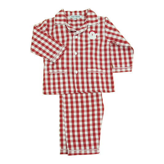 Red Gingham Santa embroidered pajama set