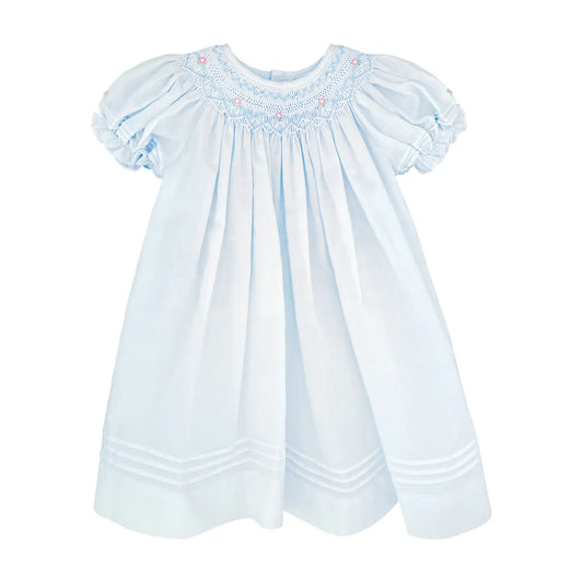 Blue smocked day gown