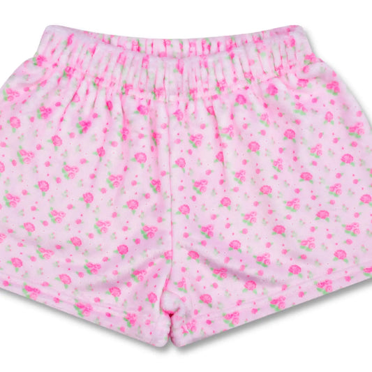 Pretty in pink plush shorts