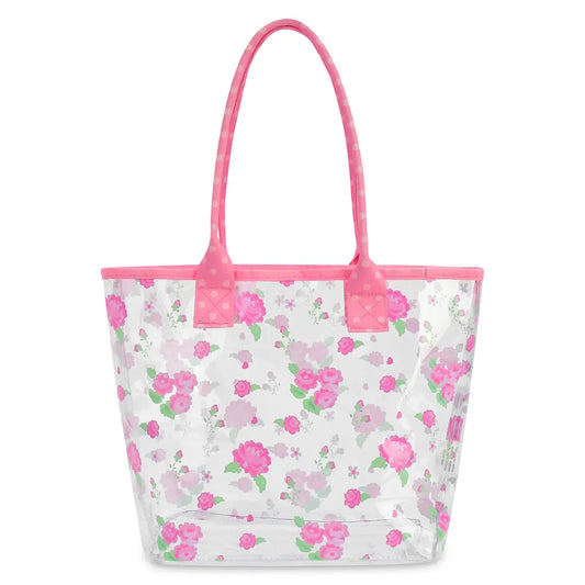 Clear pink floral tote