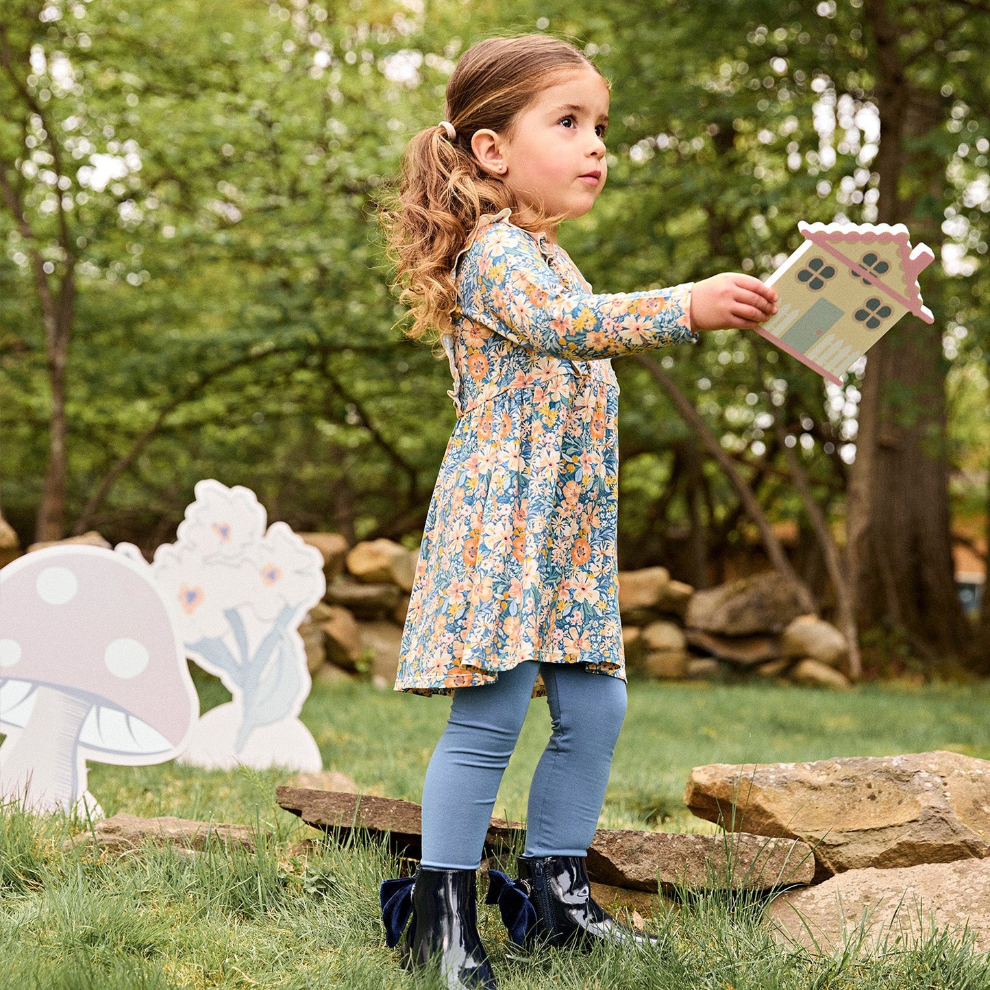 Flora ruffle L/S dress w leggings