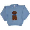 Crew Neck Sweater Doodle Light Blue
