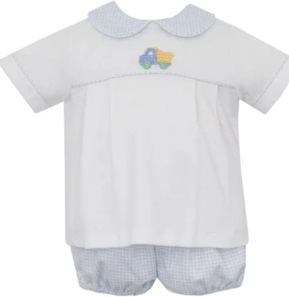 Dump truck gingham diaper set