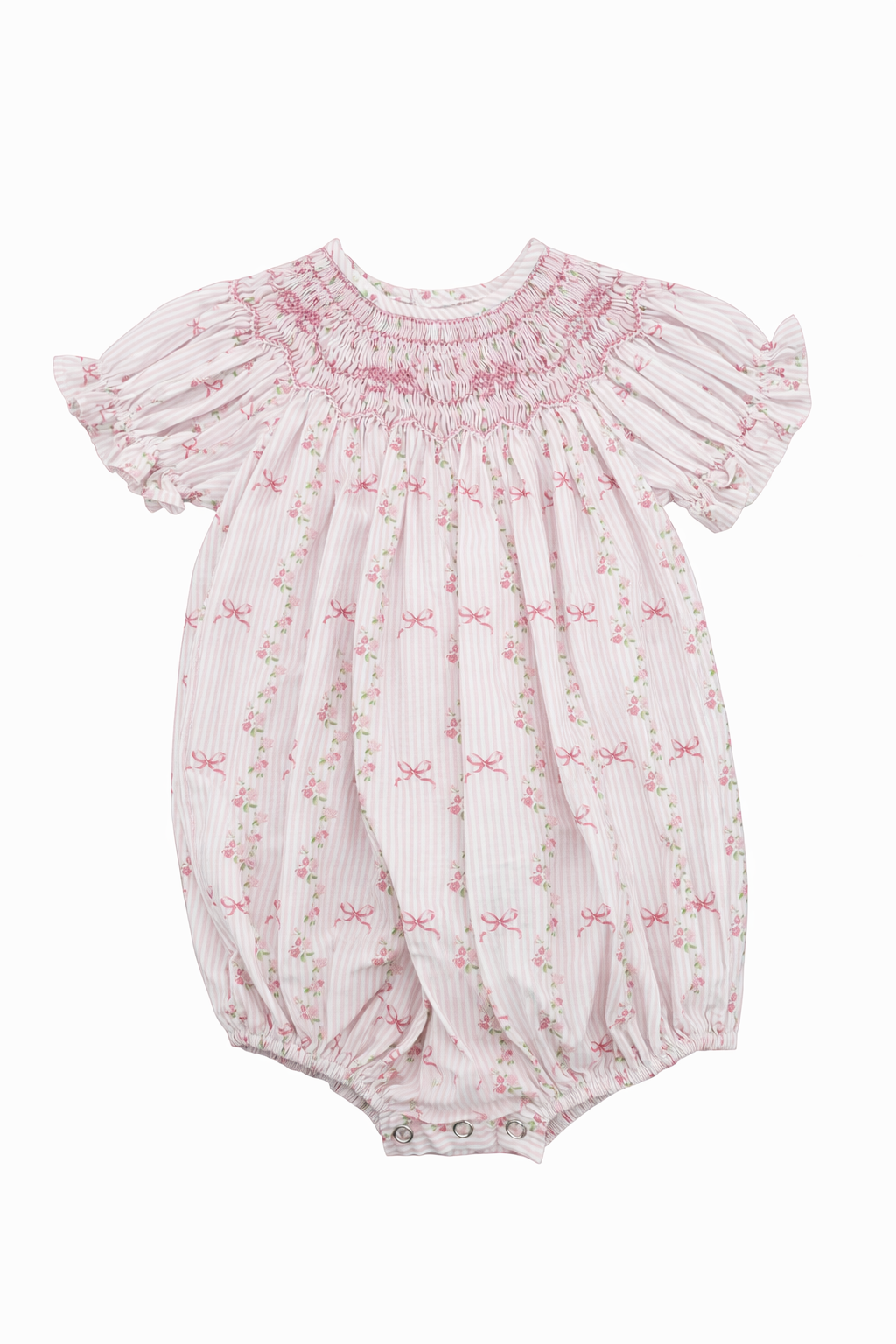 Britney pink bow smocked floral bubble