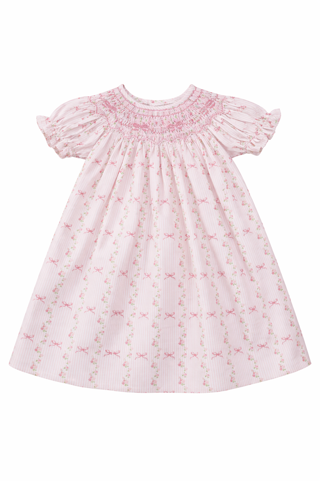 Britney pink bow smocked floral dress