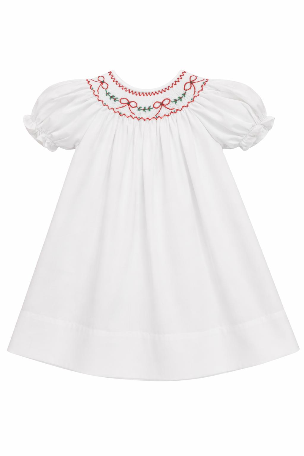 Red Bows & Garland smocked dress