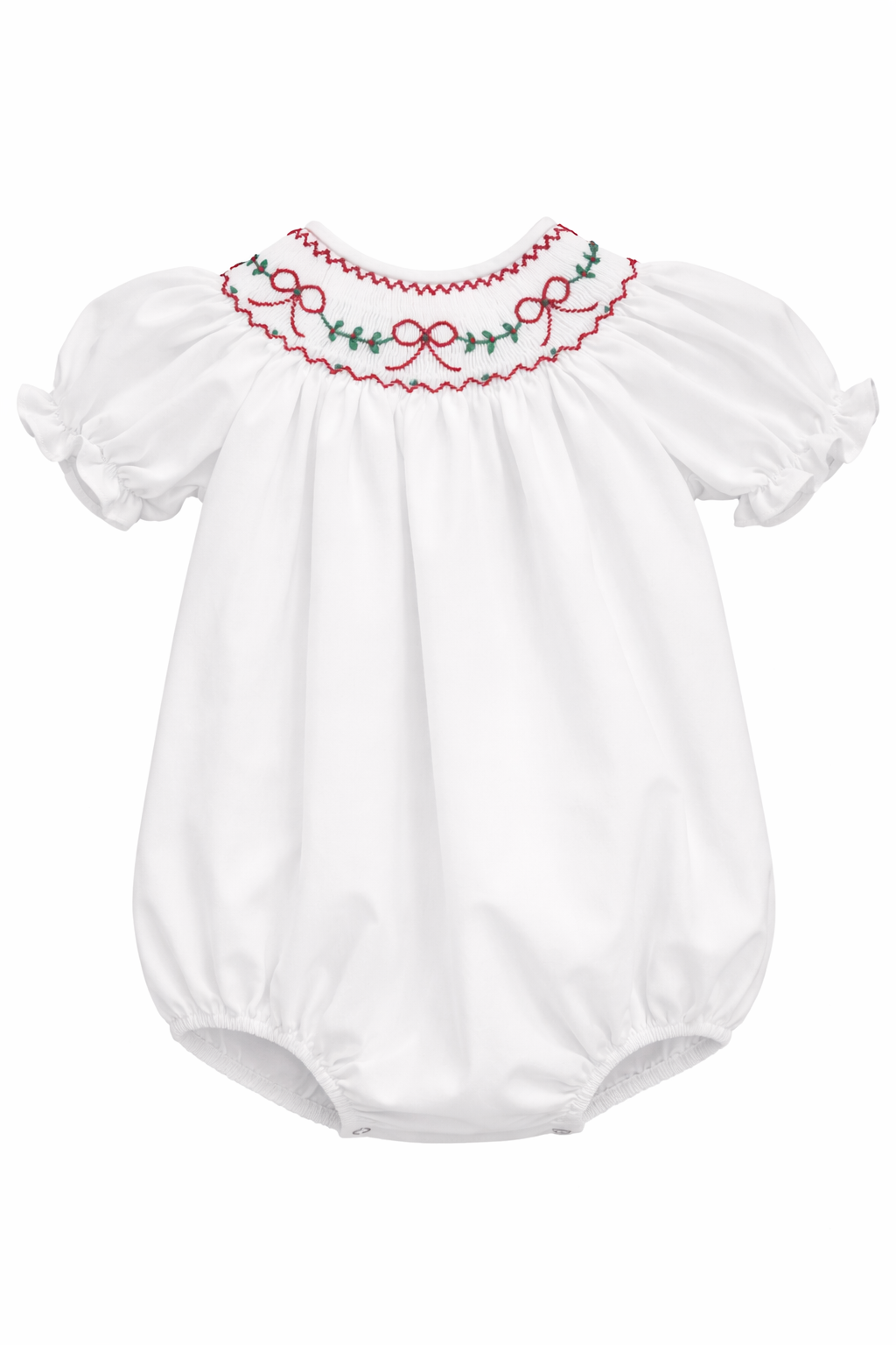 Red Bow & Garland smocked bubble