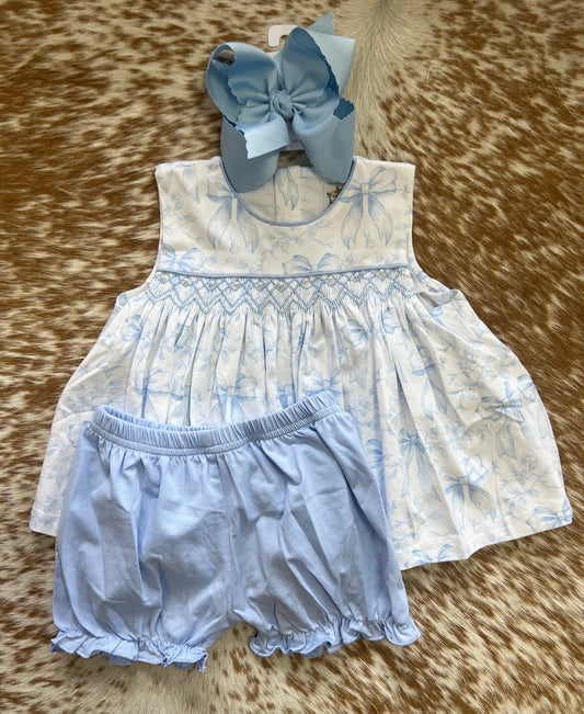 Blue Smock Pearl Bloomer Set