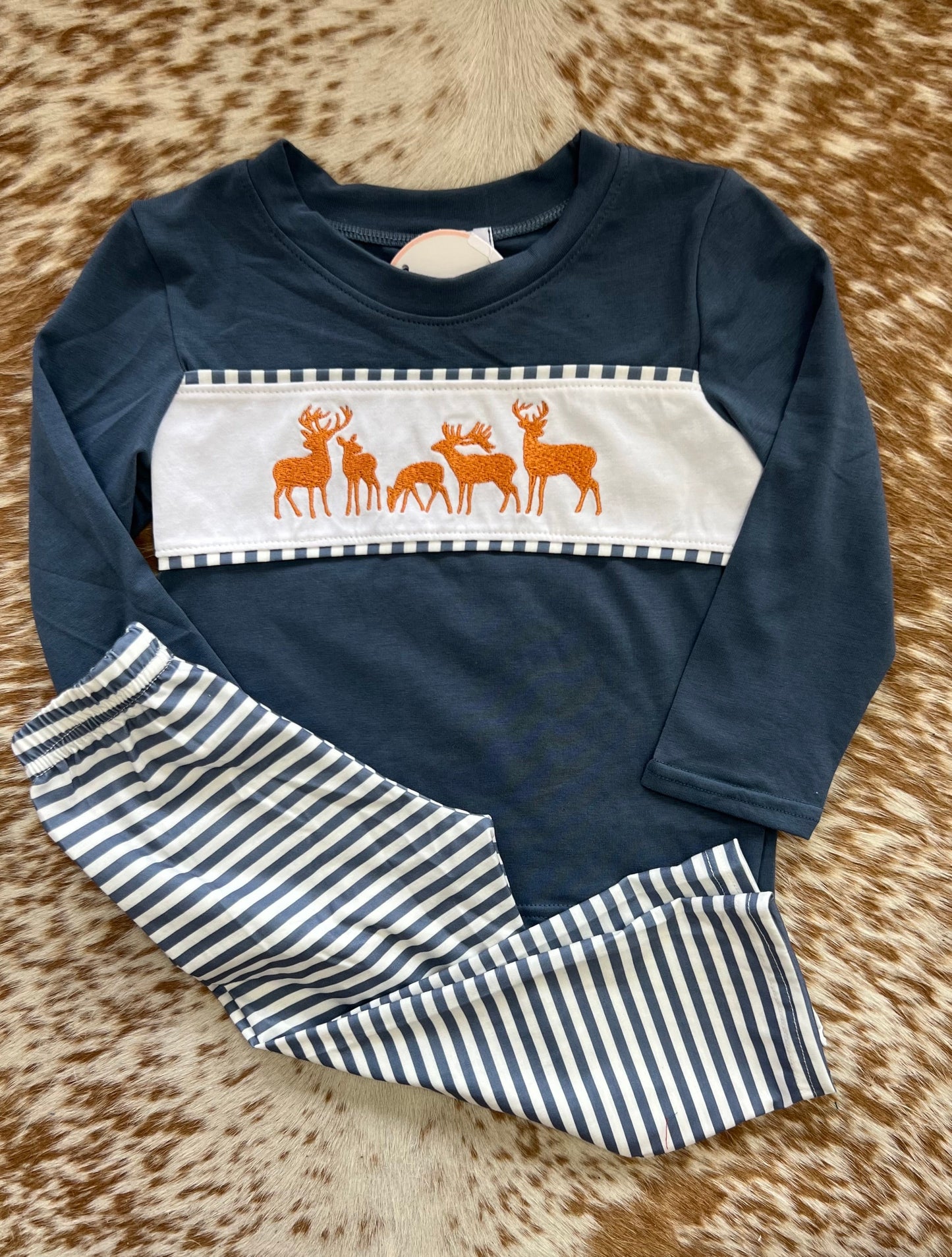 Navy Deer Pant Set