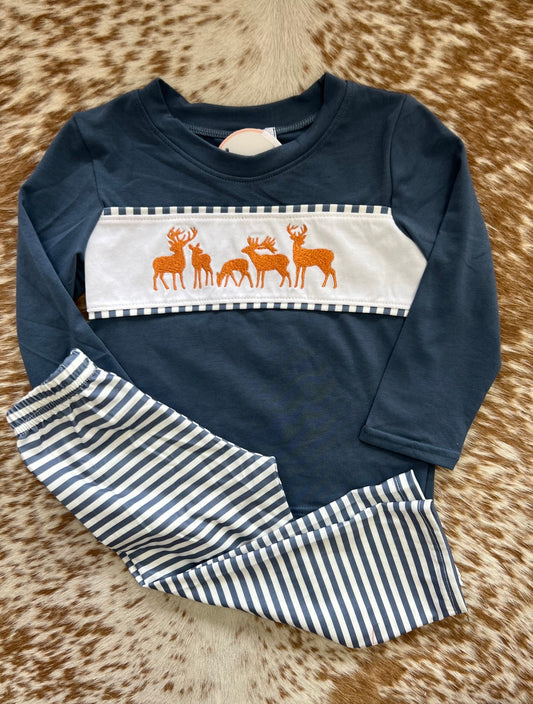 Navy Deer Pant Set