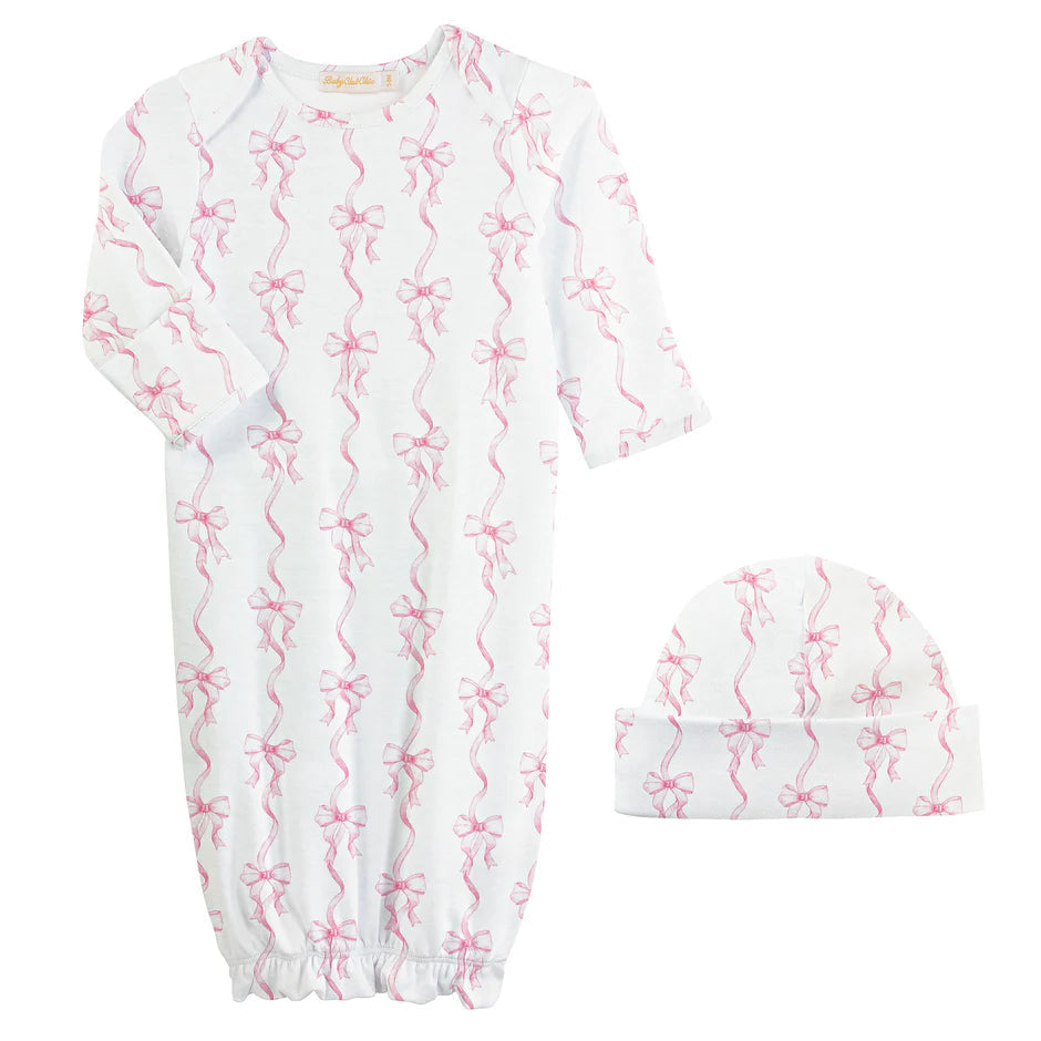 coquette bows printed gown and hat set