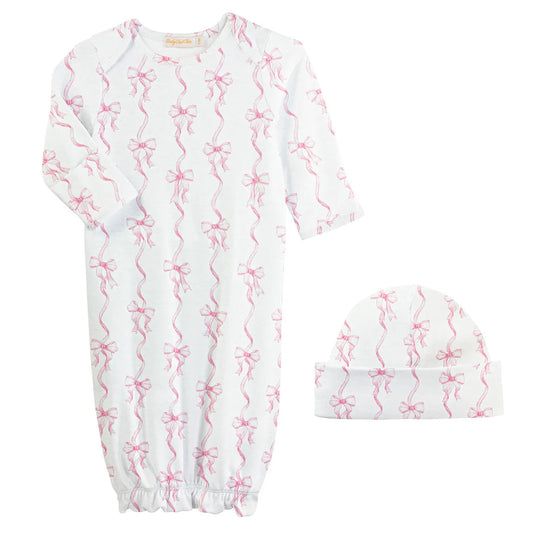 coquette bows printed gown and hat set