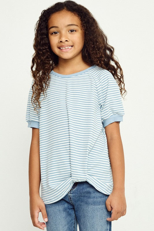 Striped tucked hem tee