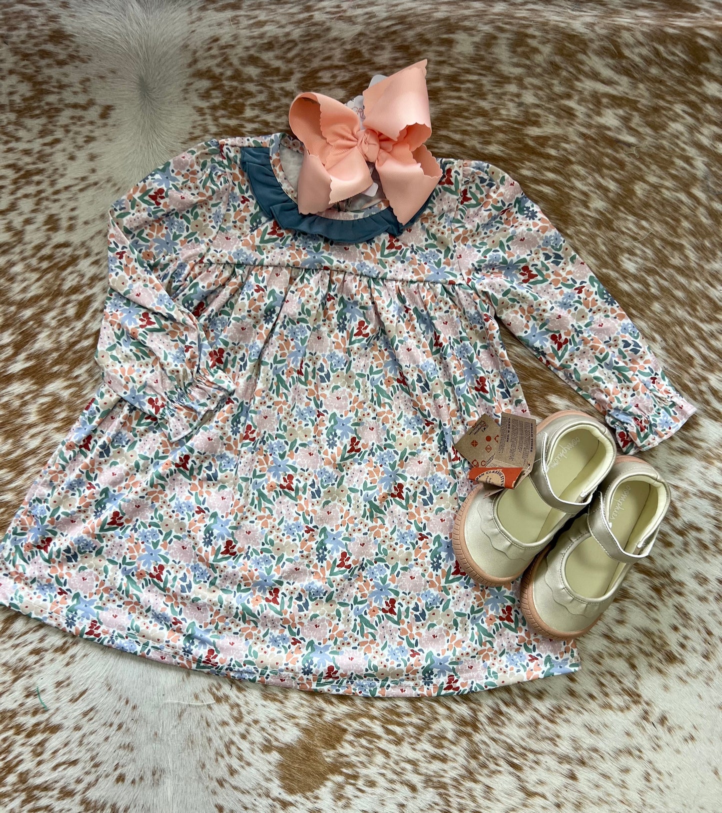 Blue Fall Floral Dress