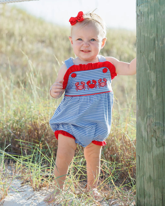 Coastal crabs ruffle sunsuit