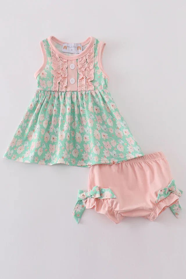 Green Floral Bloomer set
