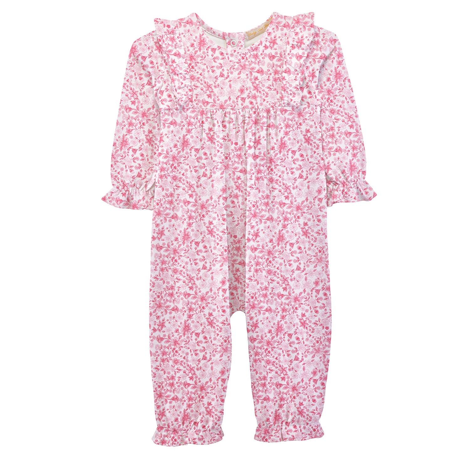 pink in bloom pima playsuit with ruffles