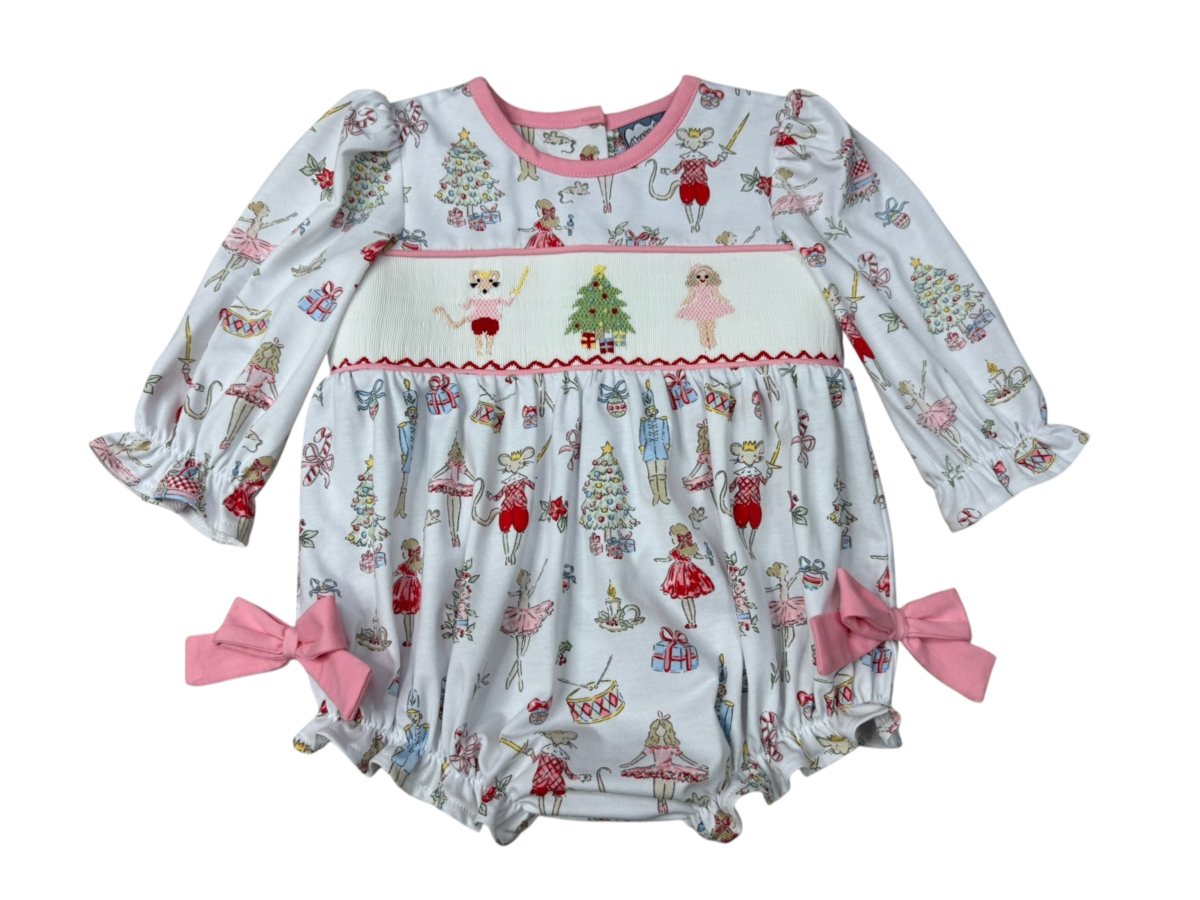 Nutcracker smocked L/S bubble