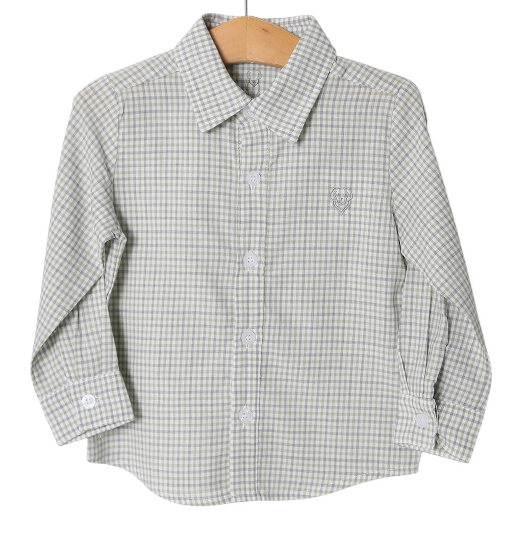 Boys button down grey & sage