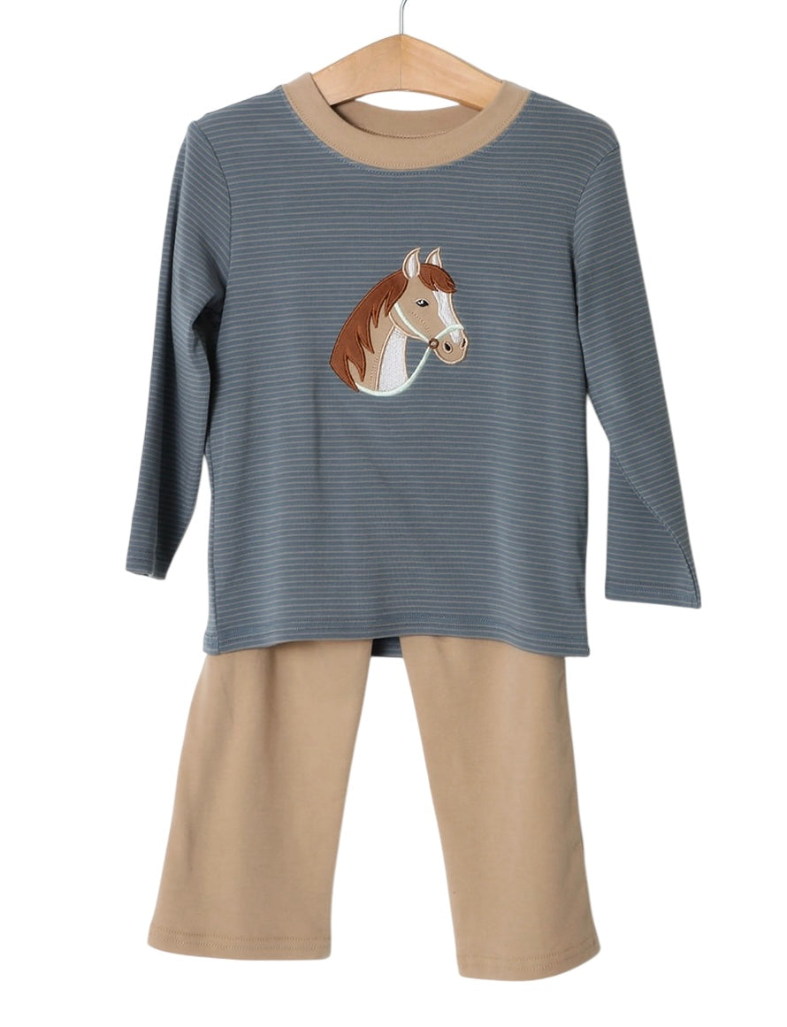 Horse applique boys pant set