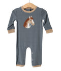 Horse applique boy romper