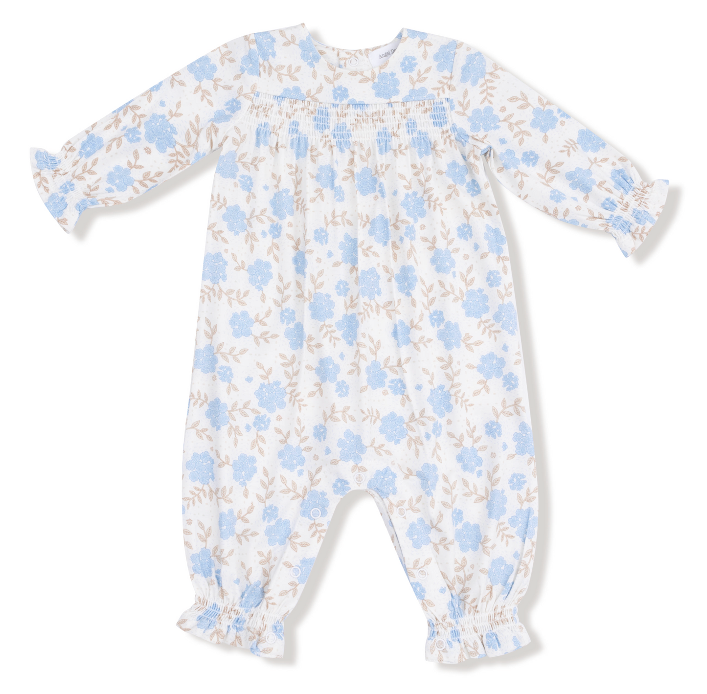 Baby Blue Floral - Smocked Romper
