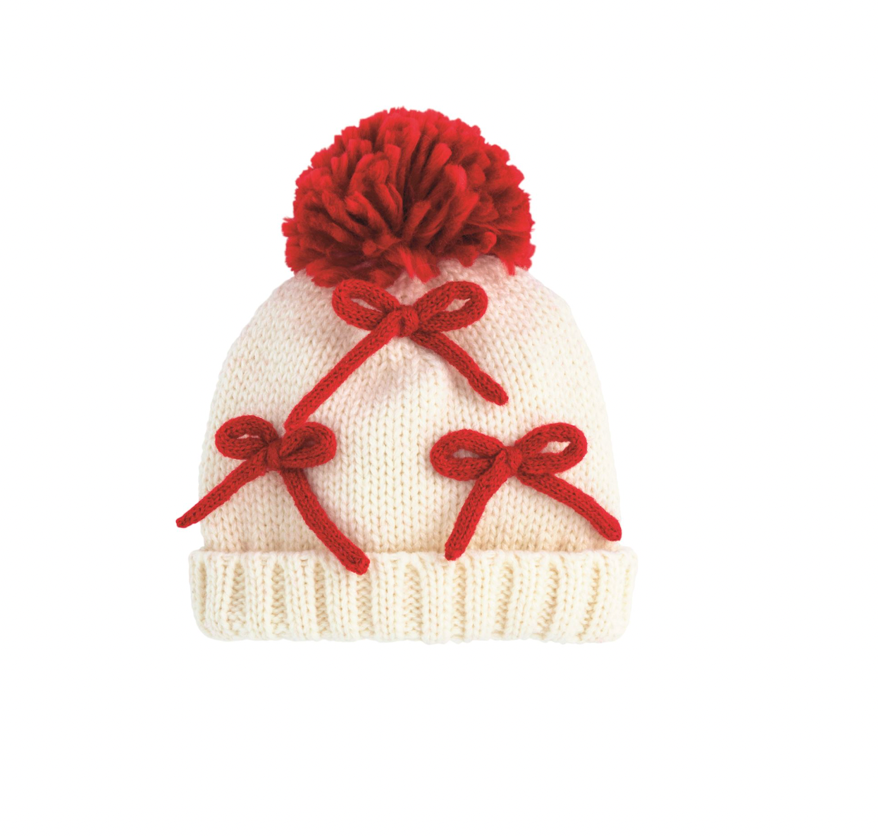 CHRISTMAS BOW CHUNKY KNIT HAT