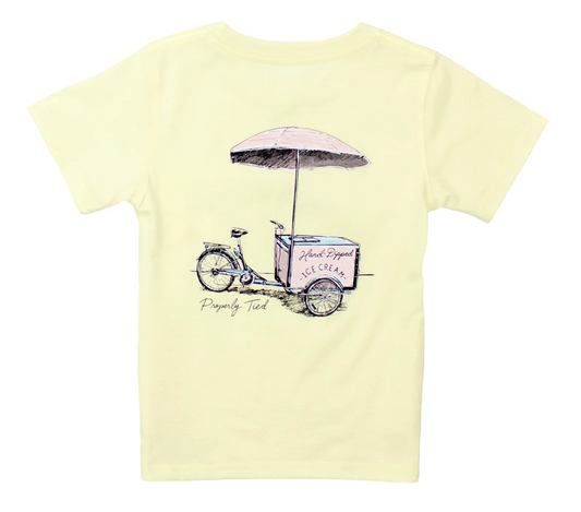 Girl ice cream cart light yellow