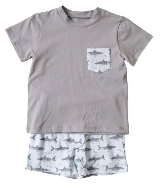 shark boy short set
