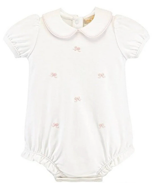 little bows hand embroidered w/ round collar