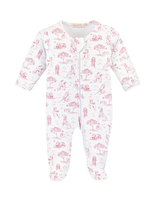 barking bliss - pink zipped footie