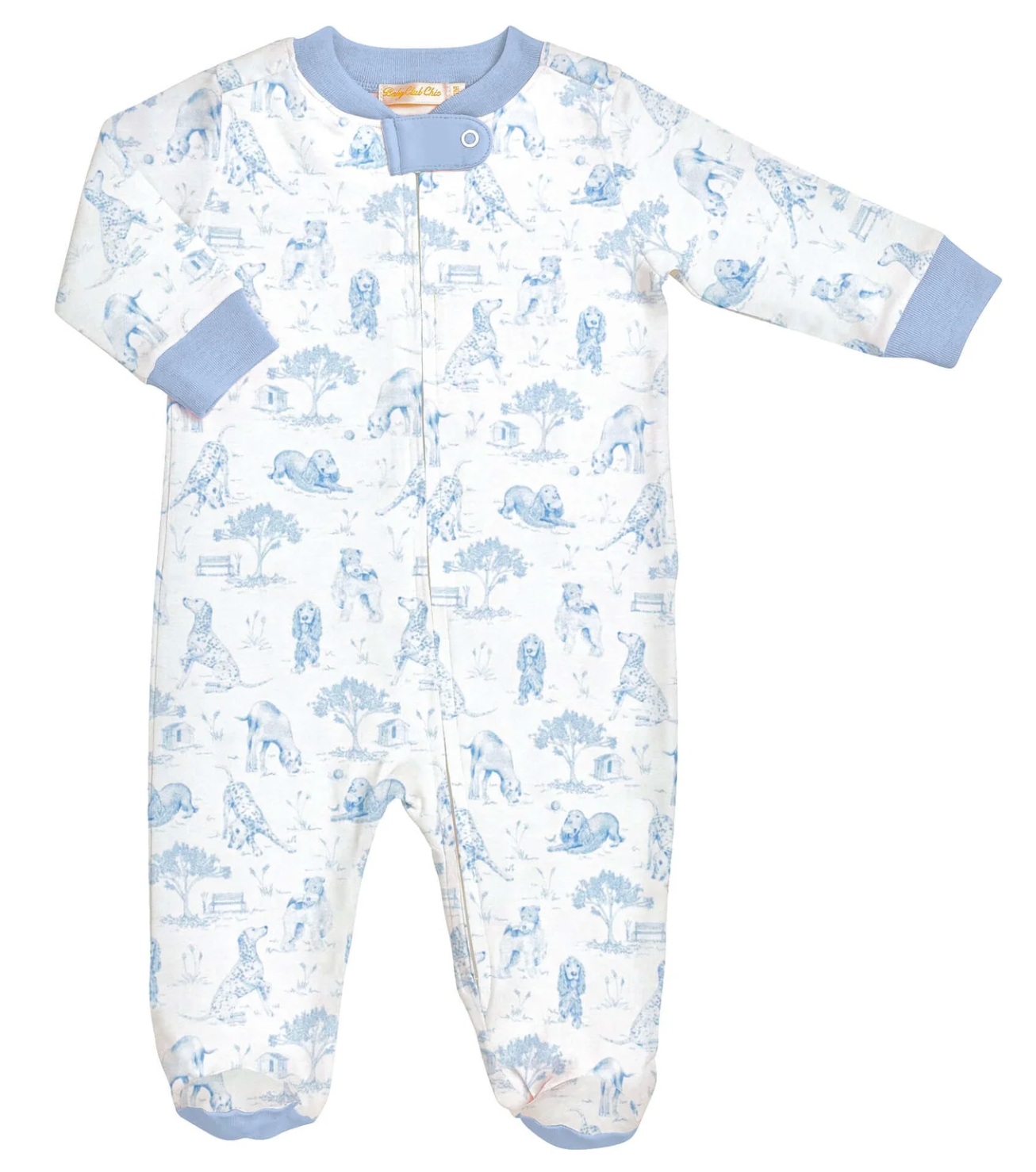 barking bliss - blue zipped footie