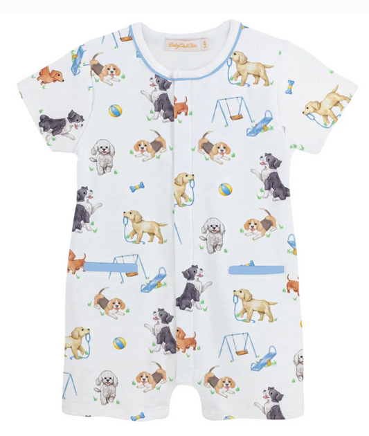 doggie park romper w/pipping