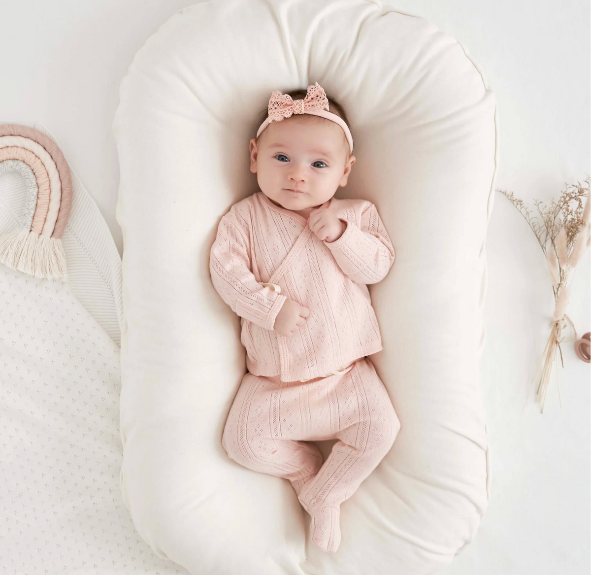organic pointelle layette bag set