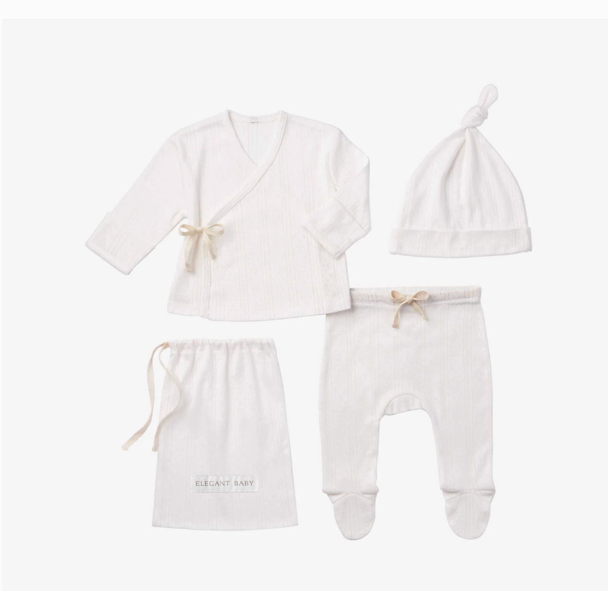 organic pointelle layette bag set