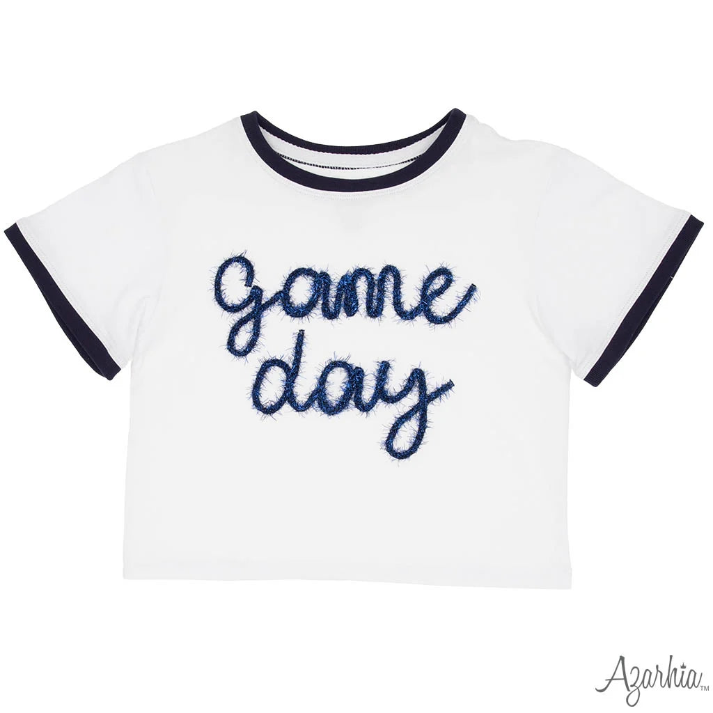 Tinsel Game Day Ringer Boxy T' Navy