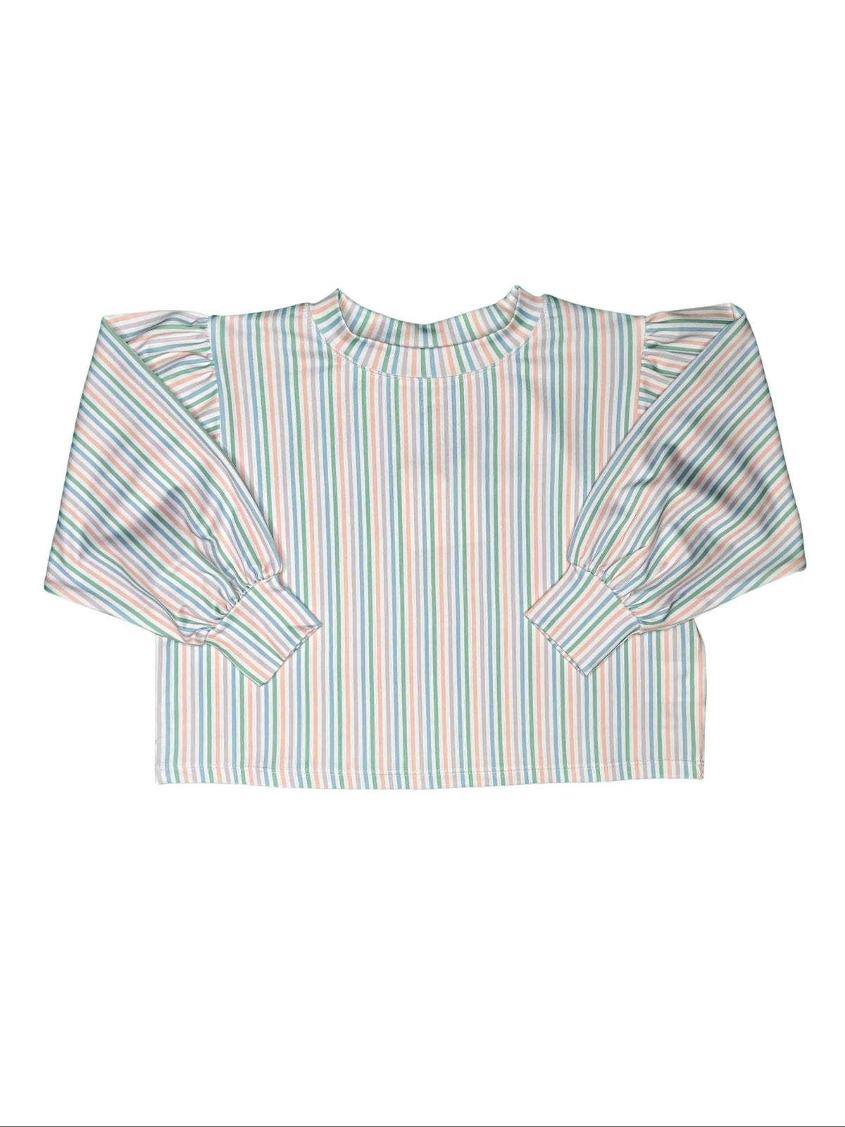 Multi stripe puff sleeve top