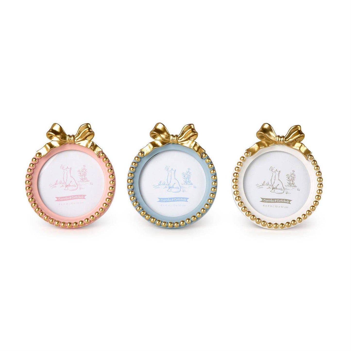 Golden Bow 4" x 4" Round Photo Frame Assorted 3 Colors