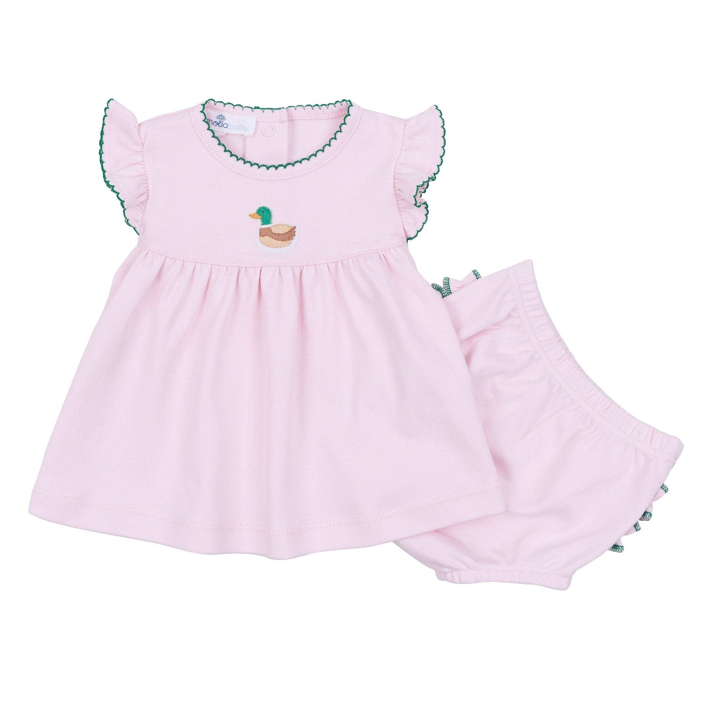 Mini Mallard Embroidered Diaper Cover Set - Pink