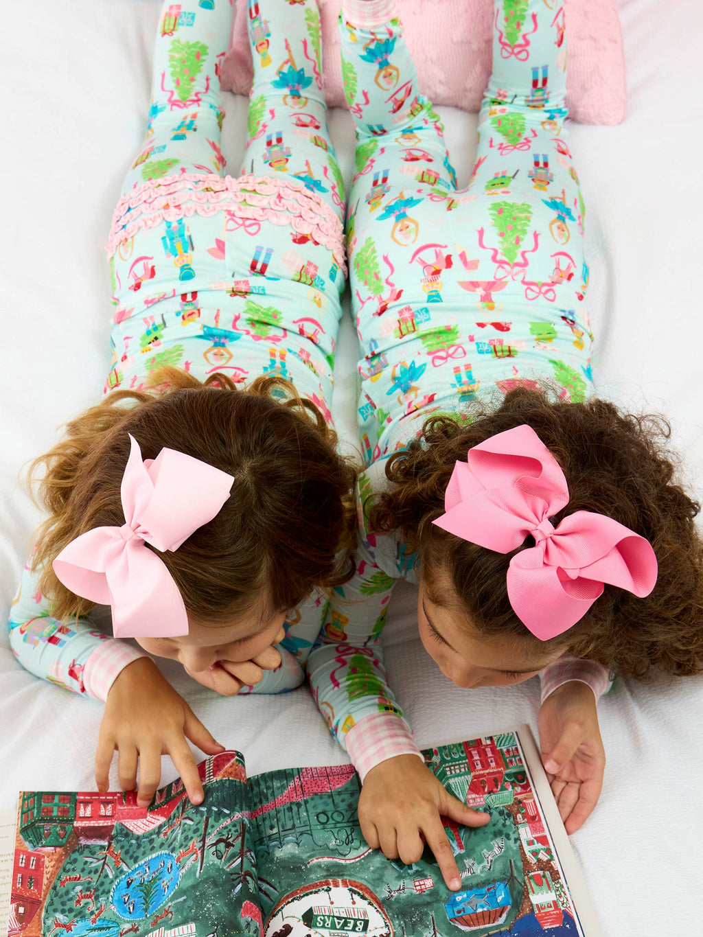 SoftSnooze™ Toddler Girls Bamboo Viscose Nutcracker Christmas Wishes Ruffle Long Sleeve Pajama Set with Signature Rear Ruffles