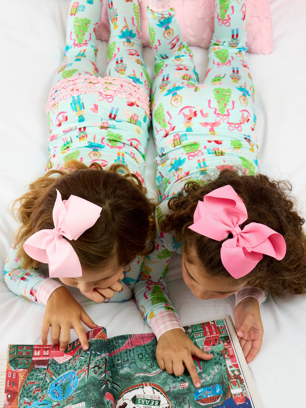 SoftSnooze™ Toddler Girls Bamboo Viscose Nutcracker Christmas Wishes Ruffle Long Sleeve Pajama Set with Signature Rear Ruffles